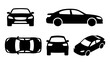 © Nirob - Automobile silhouette icon set with front rear side top and angled car views vector