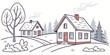 © nalu - A drawing of two houses on a snowy hill Vector