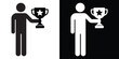 © bibin - Successful person figure silhouette holding a trophy with a star. Concept of winning, achievement, and sports victory. Flat vector icon for motivation and leadership themes.