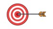 © George Louris  🜲 - A bullseye target with an arrow hitting the center. White background