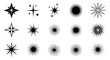 © Sakila - Collection of diverse starburst icons in various styles on a clean background from a straightforward viewpoint