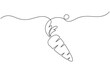 © Sopon - Hanging Carrot One Line Drawing with Loop Detail Minimalist Vegetable Outline Linear Vector Icon