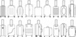 © Alifa - Outline drawings of various travel suitcases and luggage on white background baggage
