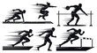 © SAFIICLON - Silhouette athletes in motion, capturing the dynamism of track and field and athletic sports with speed lines