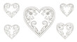 © Matheus - Set of decorative ornate hearts with floral and swirl patterns