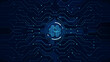 © Bikas - Abstract digital circuit board with a glowing brain shaped central processing unit