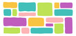 © Nataliia - Rectangle irregular organic set with color cute vector shape frame box. Hand drawn rough collage with abstract wavy background. Text rectangle banner with figure graphic shape