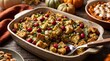 © LIA - Delicious Homemade Thanksgiving Stuffing with Cranberries and Herbs.