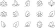 © Abbas - A collection of minimalist line art leaf and lotus flower designs on a white background