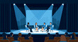 © Lunavera art - Business Conference Panel Discussion on Stage with Audience Corporate Seminar Forum Presentation Event Illustration