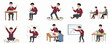 © Daun - Cartoon Style Diverse Teenager Student Learning Various Activity Illustration Set