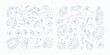 © Lalin - Delicate botanical sketch featuring tropical leaves flowers and animal outlines