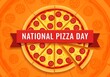 © MdRaselMahmud - National Pizza Day celebration banner with fresh pepperoni pizza slice on orange background