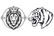 © NAZMA - Lion and tiger illustrations in black and white