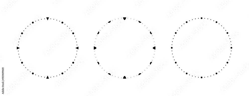 Precise Analog Clock Set of blank clock face templates with hour and minute markers, precise ...