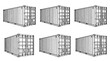 © gunzexx png and bg - cargo container , realistic line art vector set , white background , PNG and SVG isolate