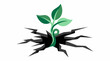 © zhen - A resilient green plant emerges from a cracked surface, symbolizing growth, hope, and renewal, emphasizing nature's persistence in harsh environments and resilience.
