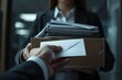 © Halim - AI Generative Create a professional business transaction involving handwritten note and package