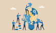 © kadir - Company industrial engagement or cooperate synergy for business growth concept, business people help building lightbulb ideas