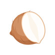 © Ray - A cartoon illustration of a taro root, cut in half, revealing its white, starchy interior against a brown skin. Isolated on a white background.