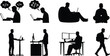 © MSTMARIOM - Programmer and remote worker silhouettes collection showing coding, laptop work, software development, freelance lifestyle, office desk setup and modern digital workspace concepts