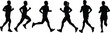 © Sabedul Creator - Vector silhouettes of men and women running dancing exercising and playing sports together