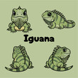 © khakim - cute iguana mascot four green brown image