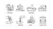 © alva studio - Ramadan icons food charity and religious symbols in black and white