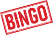 © Rubber Stamp - Red Distressed Rubber Stamp with the Word Bingo in a Double Rectangle