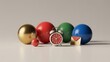© Johura - Colorful 3D spheres and alarm clock on gray background