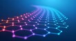 © ruzina - Colorful hexagonal network connections glowing lines and nodes on blue background