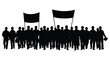 © MdGolam - A group of protestors holding flags in a dramatic silhouette