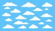 © Zakarya - Cartoon clouds on blue sky background for weather forecast.