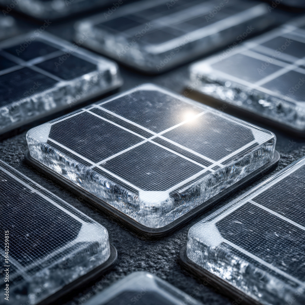 Cull Line Photovoltaic cell macro texture with crystalline silicon pattern and ...