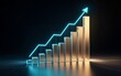 © YiuCheung - Glowing bar graph with upward trend symbolizing growth and success in