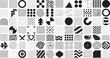 © Hello World - Geometric Abstract Shapes and Patterns Collection, Minimalist Graphic Design Elements, Simple Black Icons, Set, cad drawing flat vector illustration, textures