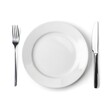 © MD - A neatly arranged table setting with a plate and cutlery on a plain background.