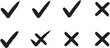 © MDMUKTADIR - Set of eight hand drawn black check marks and crosses on transparent background for symbols