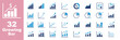 © Hike Studio 2 - Growing bar graph icon set. Business graphs and charts icons. Statistics and analytics vector icon. Statistic and data, charts diagrams, money, down or up arrow Growth icon set. Containing arrow up,