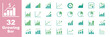 © Hike Studio 2 - Growing bar graph icon set. Business graphs and charts icons. Statistics and analytics vector icon. Statistic and data, charts diagrams, money, down or up arrow Growth icon set. Containing arrow up,