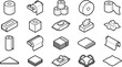 © Precision CAD System - A collection of various hygiene paper product icon in line art.