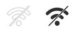 © Vector Gallery - Wifi signal troubleshooting icons with crossed out internet symbols, disconnected wireless status indicators, and offline mode graphics for mobile app developers.