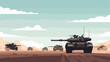 © Maureen - Military tanks on desert landscape in flat art style