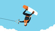 © Maureen - Dynamic watersports enthusiast wakeboarding in vibrant cartoon style