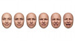 © Lana - Photorealistic facial chart for pain assessment, Medical facial expression scale, Facial chart for measuring pain levels for healthcare, Horizontal row of faces for measuring pain on a white backgroun