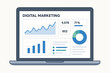 © The_Believer  - Digital marketing dashboard on laptop screen showing analytics and growth charts