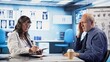 © DC Studio - Healthcare physician sharing medical expertise and reading the MRI scan results with male patient, reviewing x ray reports for the correct diagnostic. Senior expert discuss treatment plans. Camera A.