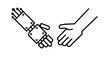 © Îkhlas Art Zøne - Human hand and robotic arm reaching out for collaboration and AI partnership