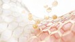 © Riley - Abstract golden molecular structure on hexagonal surface scientific background for technology innovation research medicine chemistry biology laboratory pharmaceutical healthcare medical science