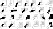 © pixsource - Diverse Hands Holding Documents Collection: Black and White Illustrations of Papers, Files, and Folders for Business and Office Concepts